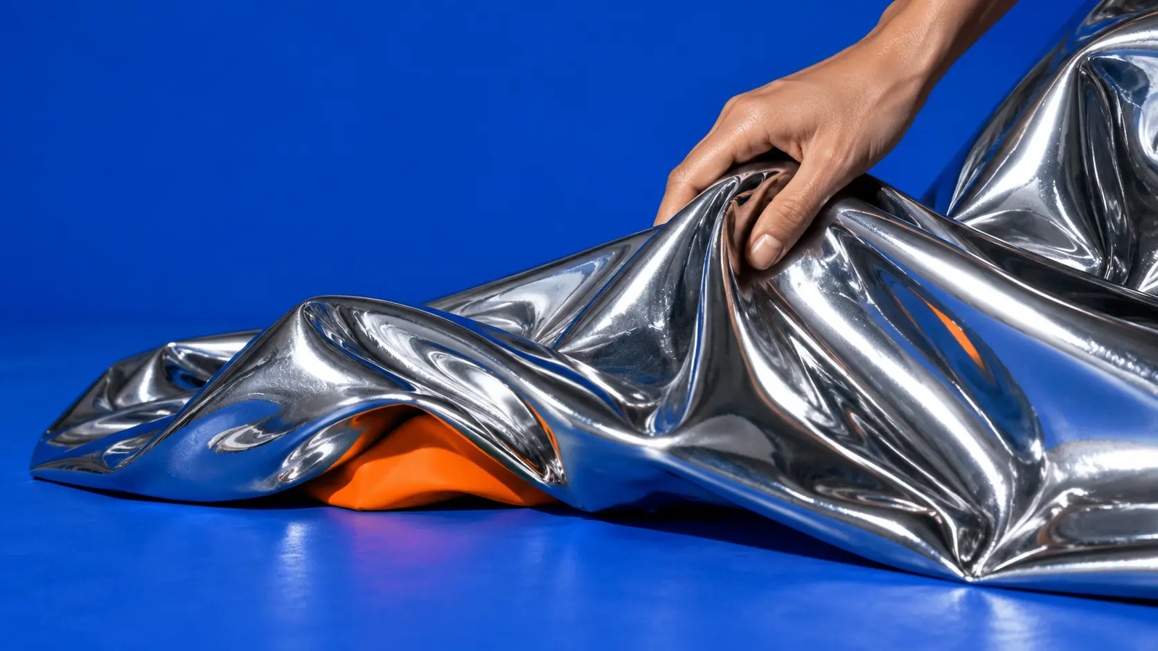 Sculptural chrome fabric campaign